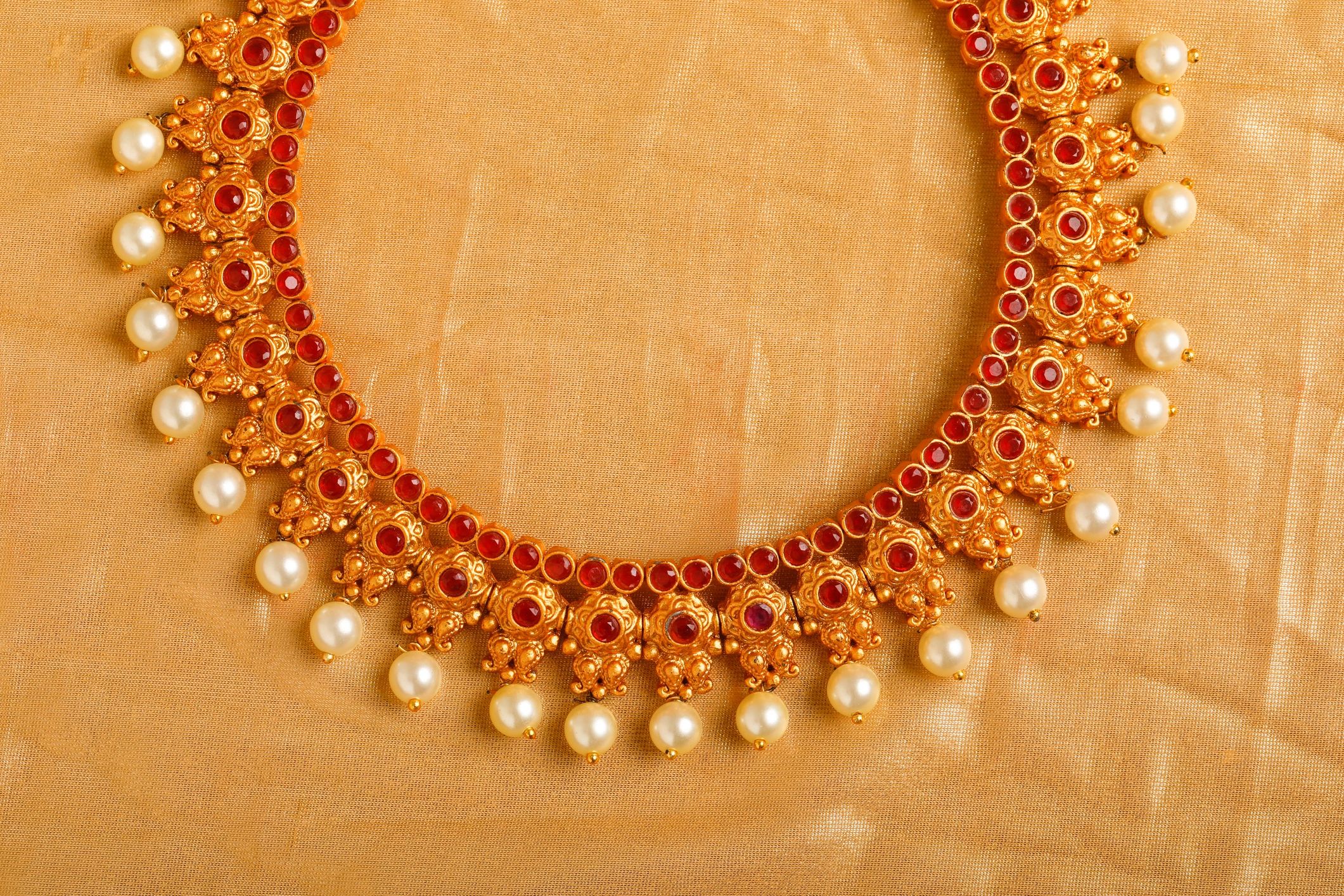 Traditional Indian necklace and jewelry close-up