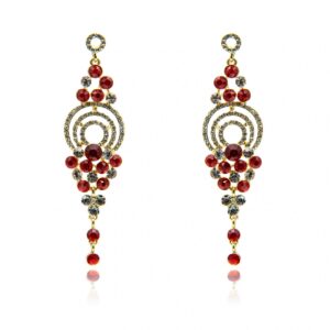 Pair of ruby diamond earrings isolated on white